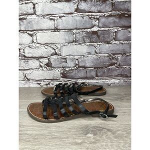 Sam Edelman Garland Black Leather Slingback Thong Strappy Sandals Women Sz 7.5M